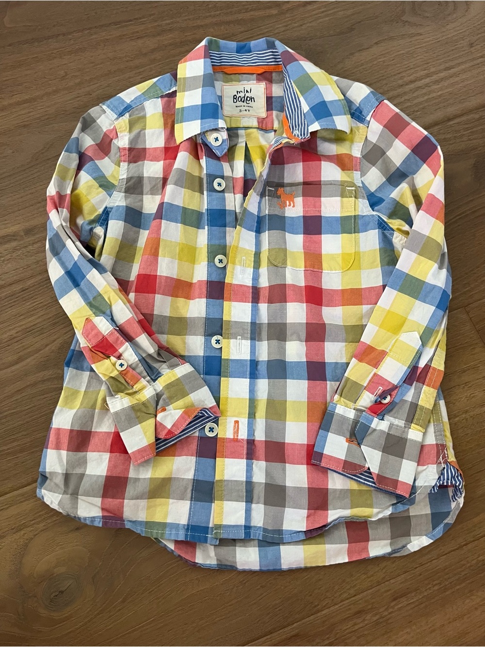 Mini Boden Multicolor Plaid Button-Down Shirt - Red, Blue, Yellow, Gray, White
